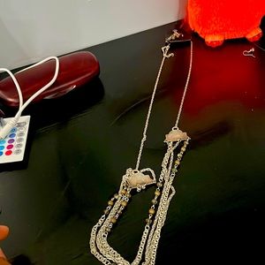 Sliver and green necklace and earrings